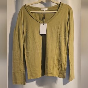 GREY LAB Light Olive V-Neck Blouse